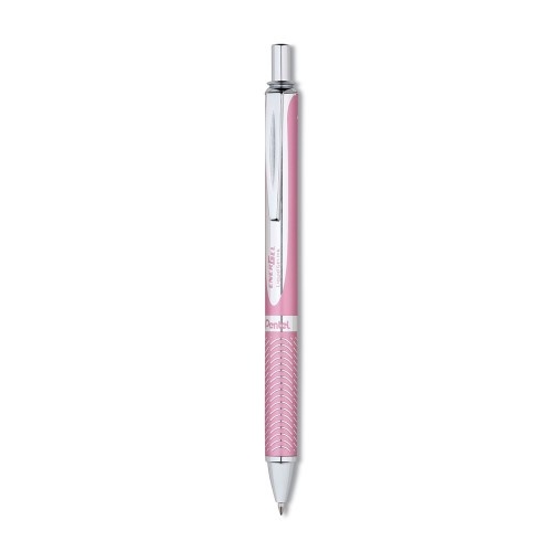 Pentel Energel Alloy Rt Gel Pen, Retractable, Medium 0.7 Mm, Black Ink, Pink Barrel