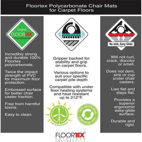 Floortex Cleartex Ultimat Plush Pile Carpet Polycarbonate Rectangular Chair Mat