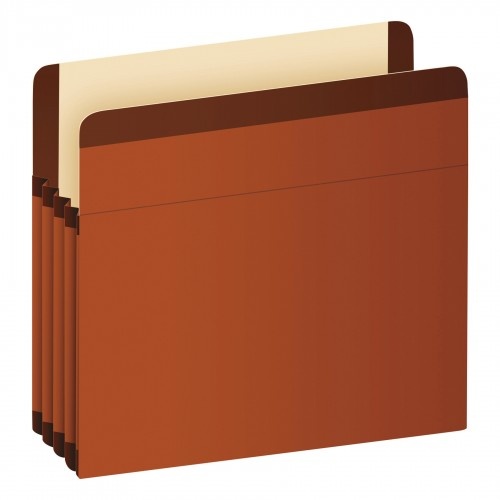 Pendaflex Premium Reinforced Expanding File Pockets, 3.5" Expansion, Letter Size, Red Fiber, 10/Box