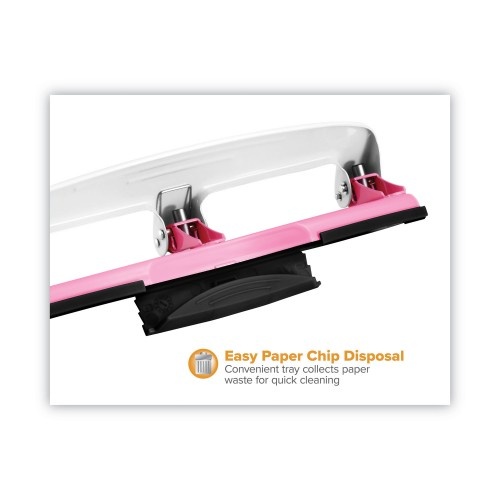Bostitch Ez Squeeze Incourage Three-Hole Punch, 12-Sheet Capacity, Pink