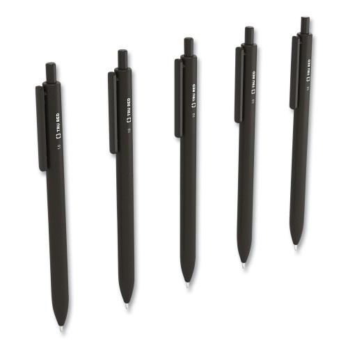 Tru Red Quick Dry Gel Pen, Retractable, Bold 1 Mm, Black Ink, Black Barrel, 5/Pack