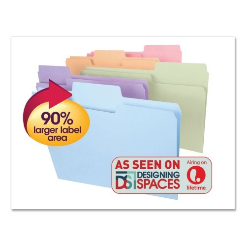 Smead Supertab Colored File Folders, 1/3-Cut Tabs: Assorted, Legal Size, 0.75" Expansion, 11-Pt Stock, Pastel Assortment, 100/Box