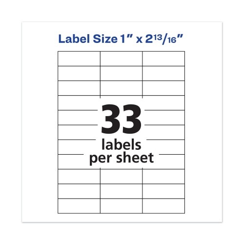 Avery Copier Mailing Labels, Copiers, 1 X 2.81, White, 33/Sheet, 100 ...