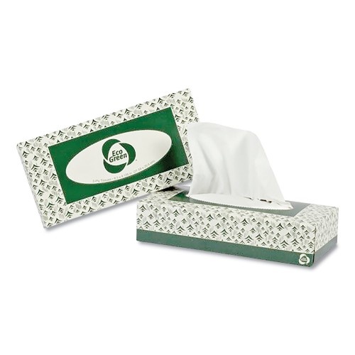 Eco Green Recycled 2-Ply Facial Tissue, White, 150 Sheets/Box, 20 Boxes/Carton