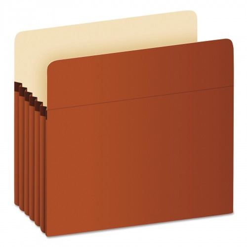 Pendaflex Standard Expanding File Pockets, 5.25" Expansion, Letter Size, Red Fiber, 10/Box