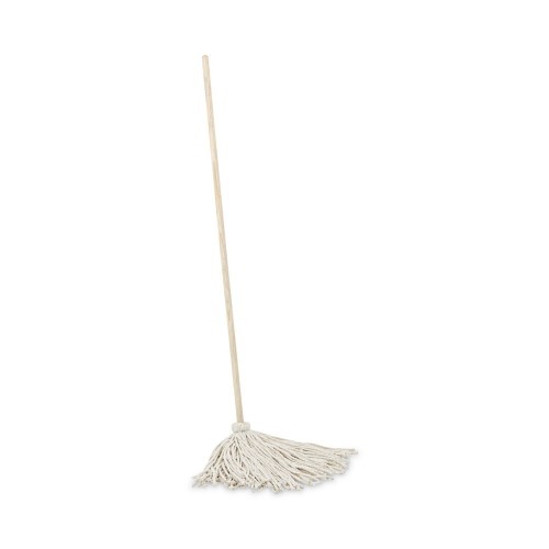 Boardwalk Handle/Deck Mops, 16 Oz White Cotton Head, 48" Oak Wood Handle
