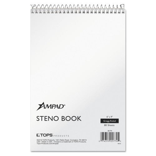 Ampad Steno Pads, Gregg Rule, Tan Cover, 80 White 6 X 9 Sheets