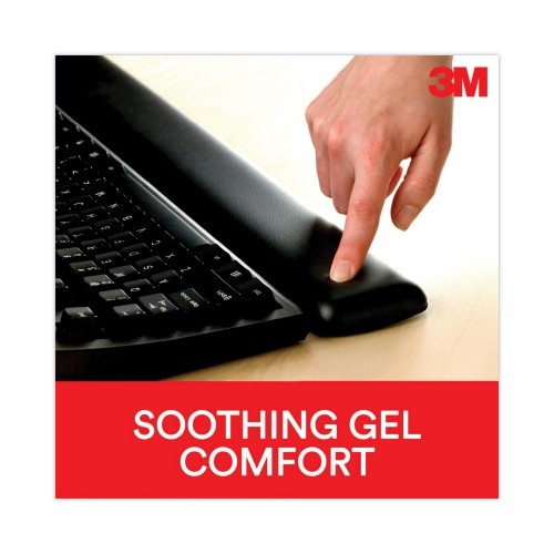 3M Gel Wrist Rest For Keyboard, Leatherette Cover, Antimicrobial, Black