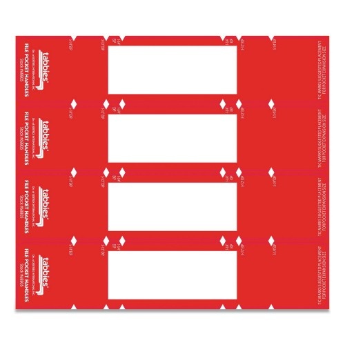 Tabbies File Pocket Handles, 9.63 X 2, Red/White, 4/Sheet, 12 Sheets/Pack