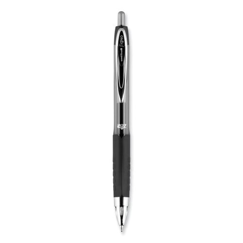 Uni-Ball Signo 207 Gel Pen, Retractable, Medium 0.7 Mm, Black Ink, Smoke/Black Barrel, Dozen