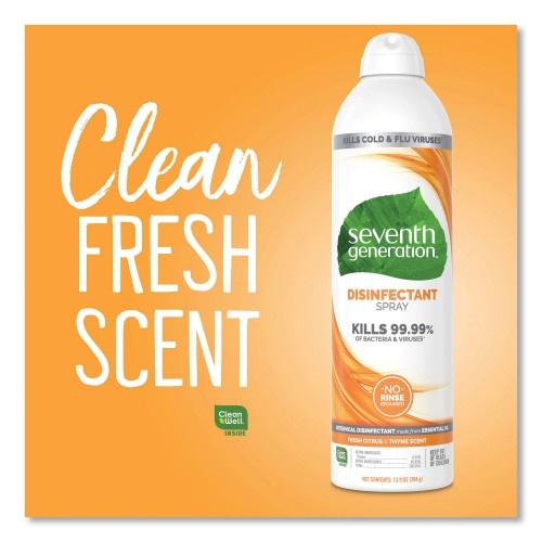 Seventh Generation Disinfectant Sprays, Fresh Citrus/Thyme, 13.9 Oz, Spray Bottle
