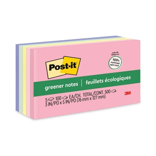 Post-It Original Recycled Note Pads, 3" X 5", Sweet Sprinkles Collection Colors, 100 Sheets/Pad, 5 Pads/Pack