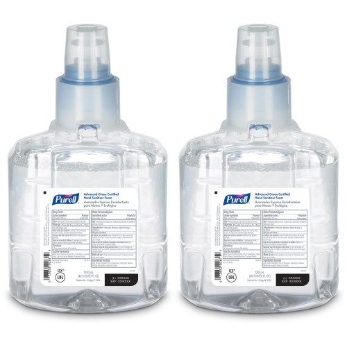 Purell Advanced Hand Sanitizer Green Certified Foam Refill, For Ltx-12 Dispensers, 1,200 Ml, Fragrance-Free, 2/Carton