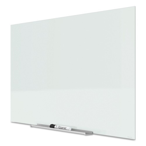 Quartet Invisamount Magnetic Glass Marker Board, Frameless, 50" X 28", White Surface