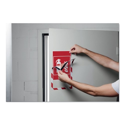 Durable Duraframe Security Magnetic Sign Holder, 8.5 X 11, Red/White Frame, 2/Pack