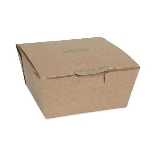 Pactiv Earthchoice Tamper Evident Onebox Paper Box, 4.5 X 4.5 X 2.5, Kraft, 312/Carton