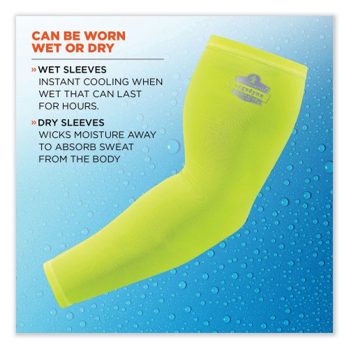Ergodyne Chill-Its 6690 Performance Knit Cooling Arm Sleeve, Polyester/Spandex, Large, Lime, 2 Sleeves, Ships In 1-3 Business Days