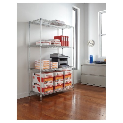 Alera Nsf Certified Industrial Four-Shelf Wire Shelving Kit, 48W X 18D X 72H, Silver
