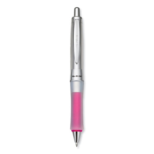 Pilot Dr. Grip Center Of Gravity Ballpoint Pen, Retractable, Medium 1 Mm, Black Ink, Silver/Pink Grip Barrel