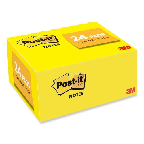 Post-It Original Pads In Canary Yellow, Value Pack, 1.38" X 1.88", 100 Sheets/Pad, 24 Pads/Pack