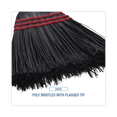 Boardwalk Flag Tipped Poly Lobby Brooms, Flag Tipped Poly Bristles, 38" Overall Length, Natural/Black, 12/Carton