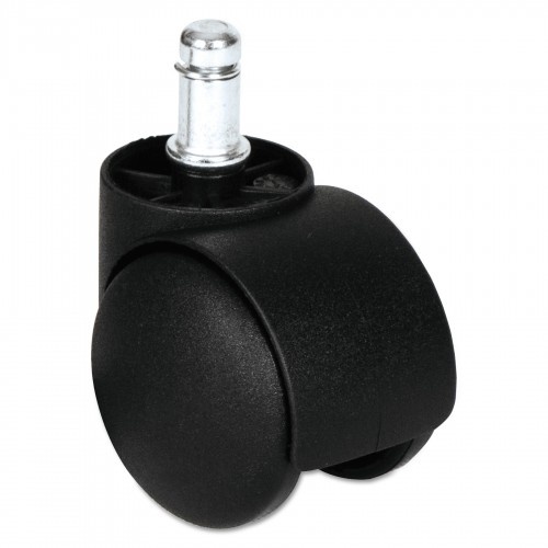 Alera Dual Wheel Hooded Casters, Grip Ring Type B Stem, 1.5" Hard Nylon Wheel, Matte Black, 5/Set
