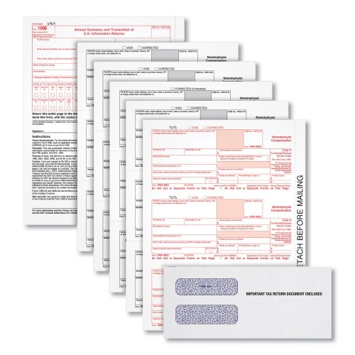 Tops Five-Part 1099-Nec Online Tax Kit, Fiscal Year: 2022, Five-Part Carbonless, 8.5 X 3.5, 3 Forms/Sheet, 24 Forms Total