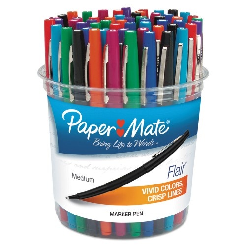 Paper Mate Point Guard Flair Felt Tip Porous Point Pen, Stick, Bold 1.4 Mm, Assorted Ink And Barrel Colors, 48/Pack