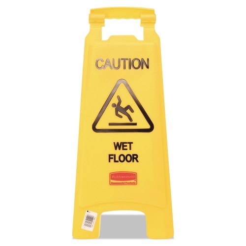 Rubbermaid Commercial Caution Wet Floor Sign, 11 X 12 X 25, Bright Yellow, 6/Carton