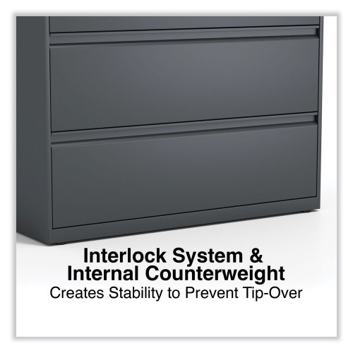 Alera Lateral File, 4 Legal/Letter/A4/A5-Size File Drawers, Charcoal, 42" X 18.63" X 52.5"