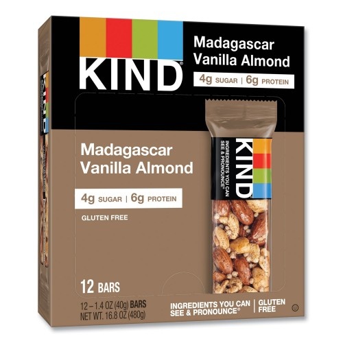 Kind Nuts And Spices Bar, Madagascar Vanilla Almond, 1.4 Oz, 12/Box