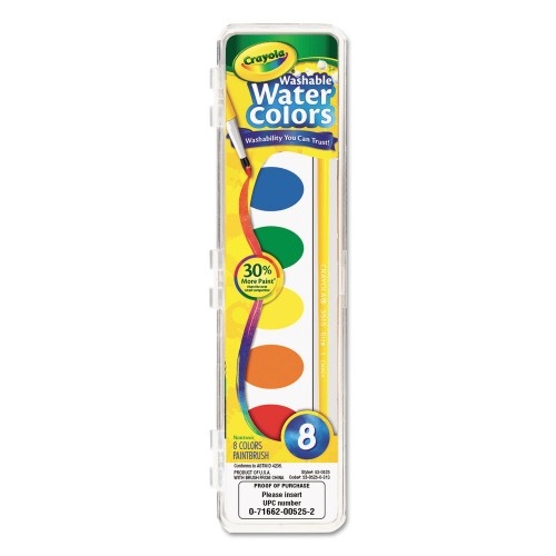 Crayola Washable Watercolor Paint, 8 Assorted Colors, Palette Tray