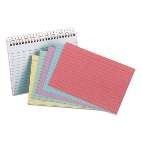 Oxford Spiral Index Cards, Ruled, 4 x 6, Assorted, 50/Pack