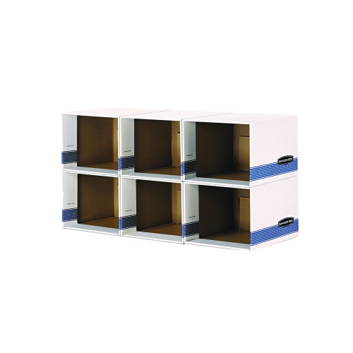 Bankers Box File/Cube Box Shell, Legal/Letter, White/Blue, 6/Carton