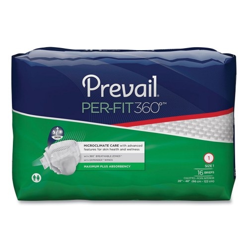 Prevail Per-Fit360 Degree Briefs, Maximum Plus Absorbency, Size 1, 26" to 48" Waist
