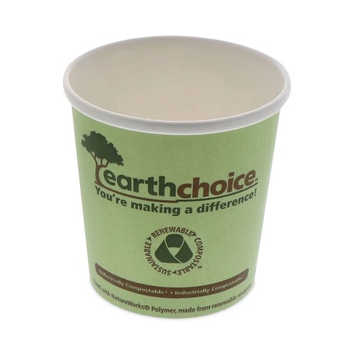 Pactiv Earthchoice Compostable Soup Cup Large - 16 Oz, 3.63" Diameter X 3.88"H, Green, Paper, 500/Carton