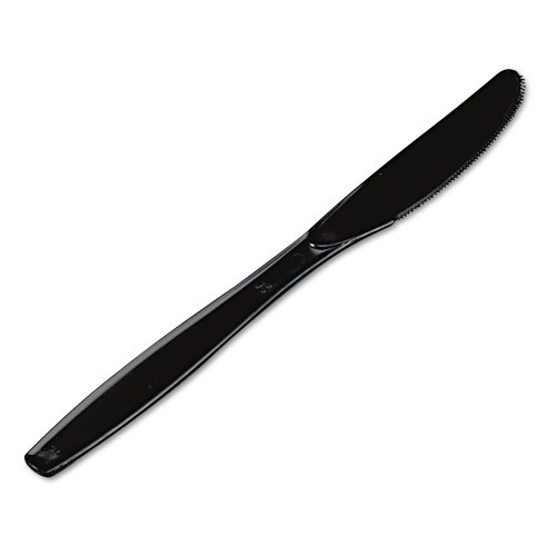 Dixie Plastic Cutlery Heavyweight Knives, Black, 1,000/Carton