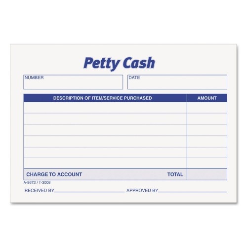 TOPS Petty Cash Slips, One-Part (No Copies), 5 x 3.5, 50 Forms/Pad, 12 Pads/Pack