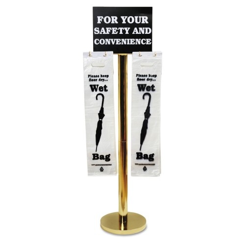 Tatco Wet Umbrella Bag Stand, 16W x 12D x 54.5H, Brass/Black/White