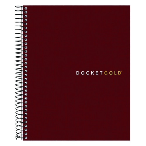 Tops Docket Gold Planner, 1-Subject, Narrow Rule, Black Cover, 8.5 X 6.75 Sheets