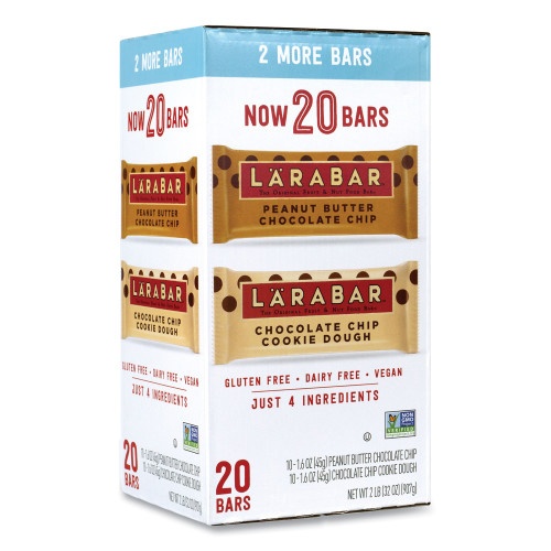 Larabar The Original Fruit And Nut Food Bar, Assorted Flavors, 1.6 Oz Bar, 20 Bars/Box