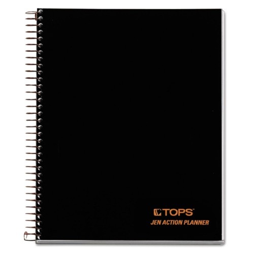 TOPS Jen Action Planner, 1-Subject, Narrow Rule, Black Cover, 8.5 X 6.75 Sheets