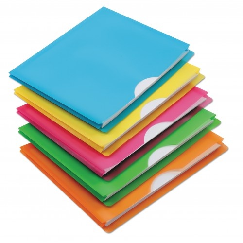 Pendaflex Glow Poly File Jacket, Straight Tab, Letter Size, Assorted Colors, 5/Pack