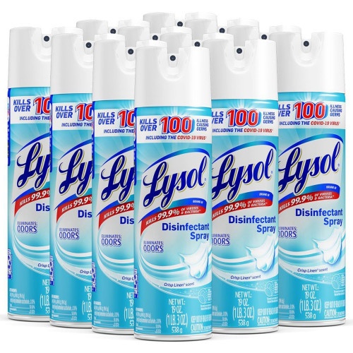 Lysol Disinfectant Spray - Crisp Linen 19 Oz Aerosol Spray, 12/Carton