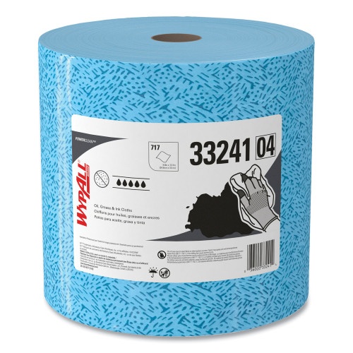 Wypall Oil, Grease and Ink Cloths, Jumbo Roll, 9.8 x 12.2, Blue, 717/Roll