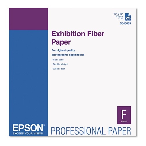 Epson Exhibition Fiber Paper, 13 Mil, 17 X 22, White, 25/Pack