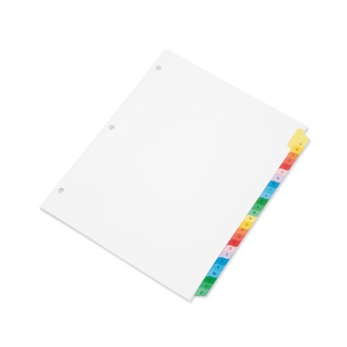 AbilityOne 753001 Skilcraft Multiple Index Sheets, 26-Tab, A to Z, 11 x 8.5, White, 1 Set