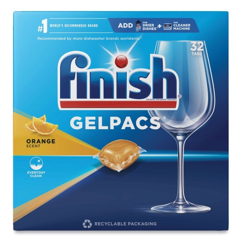 Finish Dish Detergent Gelpacs, Orange Scent, 32/Box
