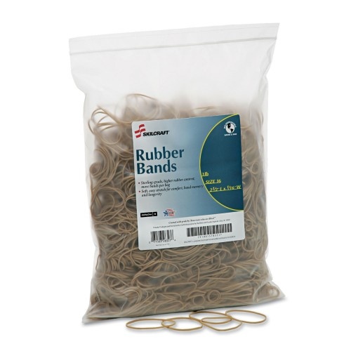 AbilityOne 751001 Skilcraft Rubber Bands, Size 16, 0.03" Gauge, Beige, 1 Lb Box, 2,300/Pack