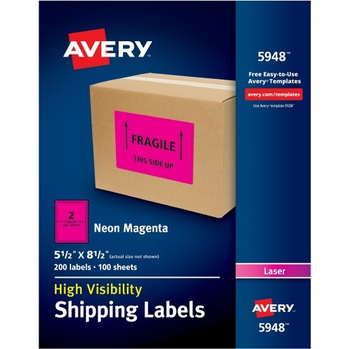 Avery High Visibility Neon Shipping Labels